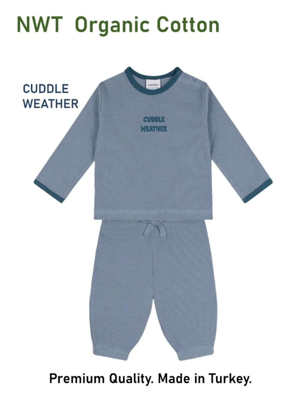 Cuddle Weather Organic Cotton Long Sleeve Pants Set size 0-3M - Made in Turkey
